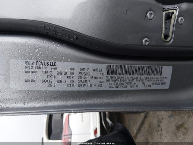 45580056 :رقم المزاد ، 3C4NJDBB2LT209692 vin ، 2020 Jeep Compass Latitude 4x4 مزاد بيع