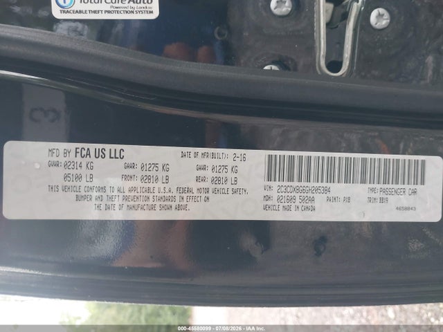 45580099 :رقم المزاد ، 2C3CDXBG6GH205384 vin ، 2016 Dodge Charger Se مزاد بيع