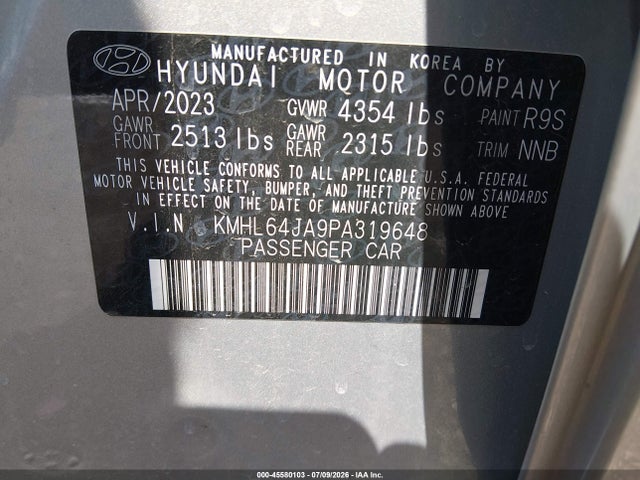 Продаж на аукціоні авто 2023 Hyundai Sonata Sel, vin: KMHL64JA9PA319648, номер лоту: 45580103