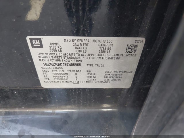 Chevrolet Silverado 1500 Lt 2014 1GCRCREC4EZ405965 Image 9