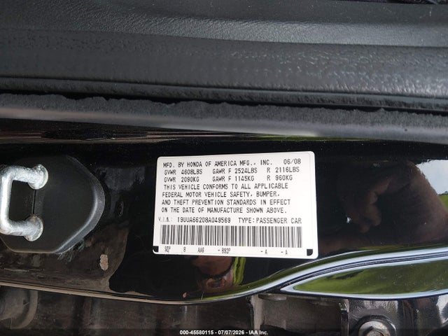 Продаж на аукціоні авто 2008 Acura Tl 3.2, vin: 19UUA66208A049569, номер лоту: 45580115