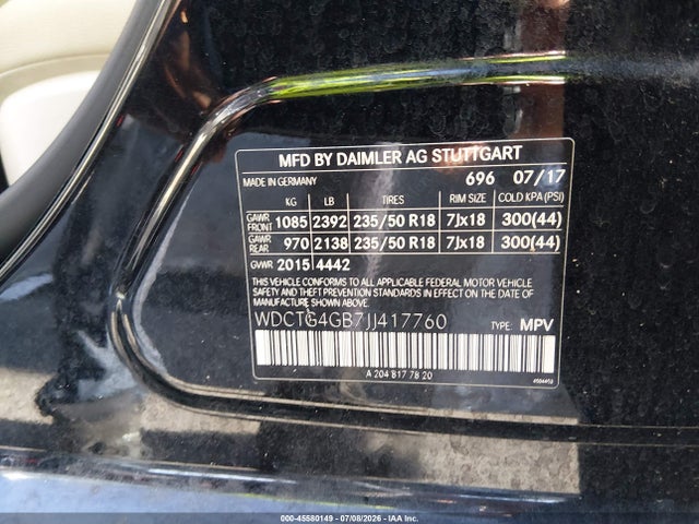 Продаж на аукціоні авто 2018 Mercedes-benz Gla 250 4matic, vin: WDCTG4GB7JJ417760, номер лоту: 45580149