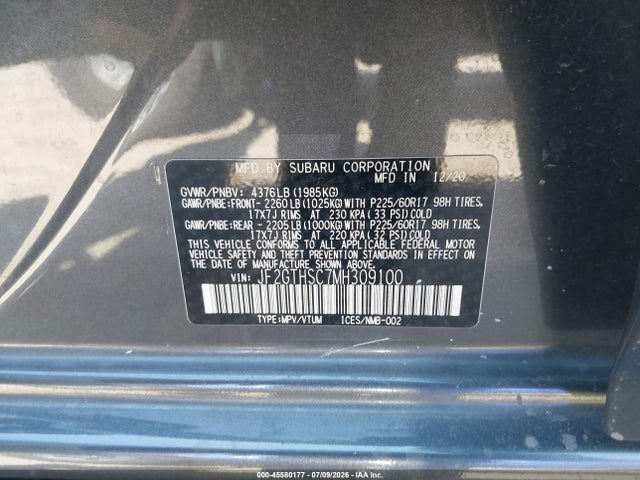 JF2GTHSC7MH309100 Subaru Crosstrek Sport