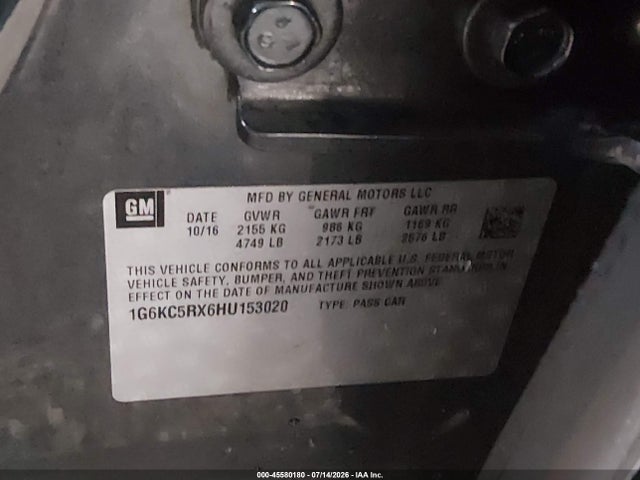 Продажа на аукционе авто 2017 Cadillac Ct6 Luxury, vin: 1G6KC5RX6HU153020, номер лота: 45580180