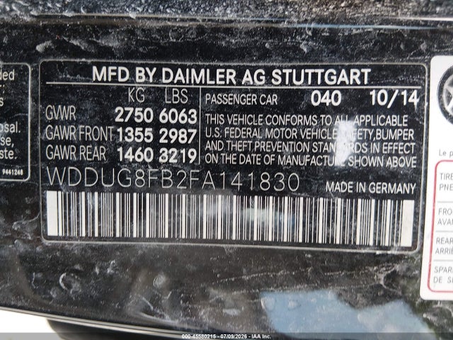 2015 Mercedes-benz S 550 4matic მანქანა იყიდება აუქციონზე, vin: WDDUG8FB2FA141830, აუქციონის ნომერი: 45580215