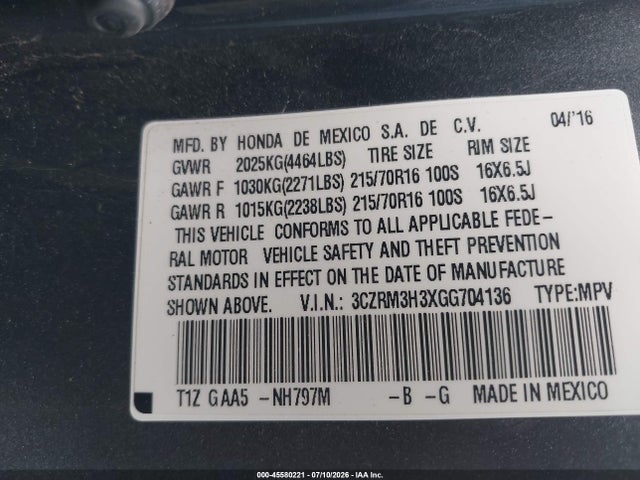 Honda CR-V LX 2016 3CZRM3H3XGG704136 Image 9