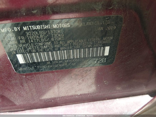 Mitsubishi MIRAGE ES 2019 ML32A3HJXKH008828 Image 9