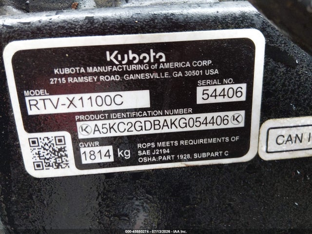 Kubota Rtv1100 2019 A5KC2GDBAKG054406 Image 10