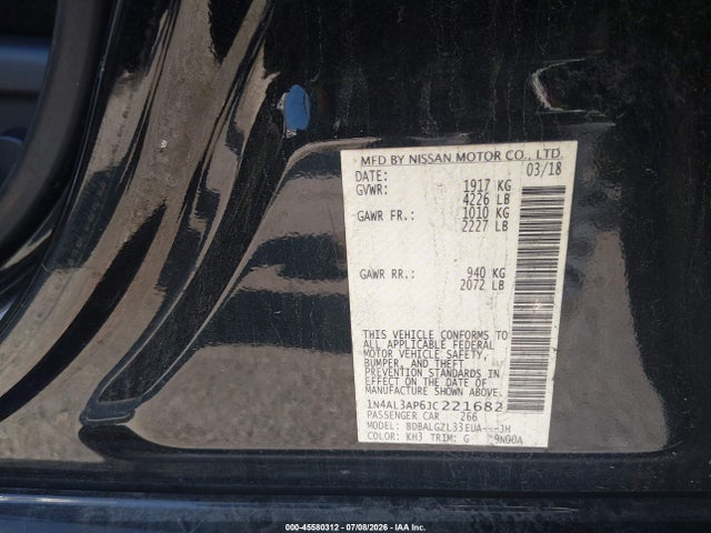 Nissan Altima 2.5 S 2018 1N4AL3AP6JC221682 Image 9