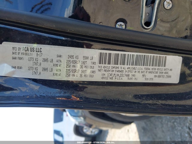 2018 Jeep Cherokee Latitude Plus 4x4 მანქანა იყიდება აუქციონზე, vin: 1C4PJMLXXJD517408, აუქციონის ნომერი: 45580325