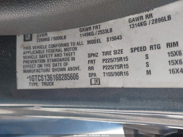Aukcja sprzedaży 2006 Gmc Canyon Sle2, vin: 1GTCS136168285606, numer aukcji: 45580403