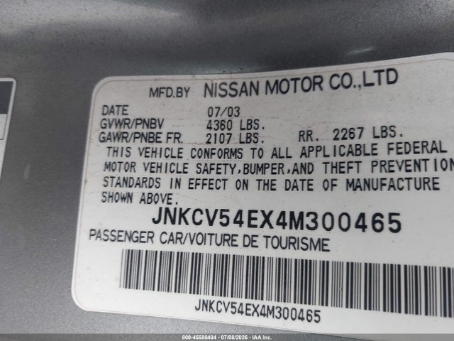 Aukcja sprzedaży 2004 Infiniti G35, vin: JNKCV54EX4M300465, numer aukcji: 45580404