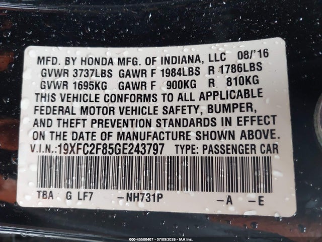 19XFC2F85GE243797 Honda CIVIC EX