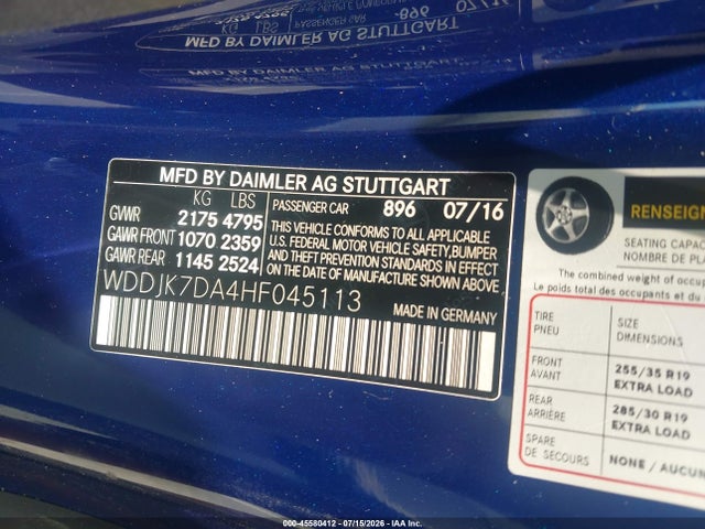 Продаж на аукціоні авто 2017 Mercedes-benz Sl 550, vin: WDDJK7DA4HF045113, номер лоту: 45580412
