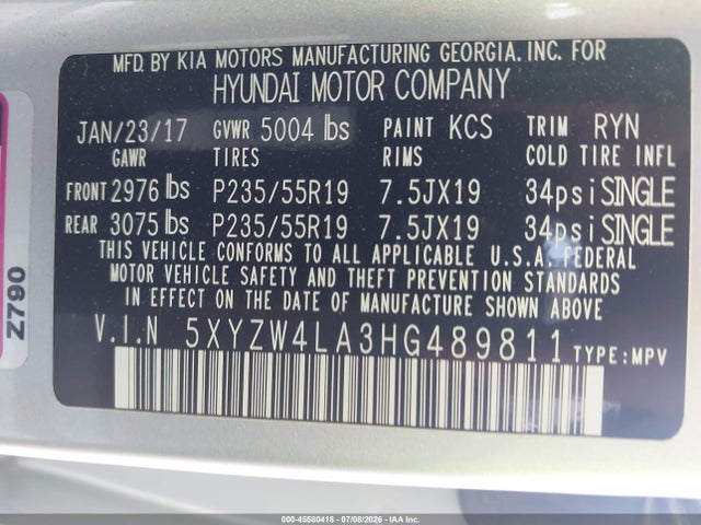 Продаж на аукціоні авто 2017 Hyundai Santa Fe Sport 2.0t Ultimate, vin: 5XYZW4LA3HG489811, номер лоту: 45580418