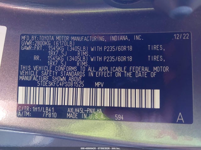 Toyota Sienna Platinum 2023 5TDESKFC4PS081525 Image 9