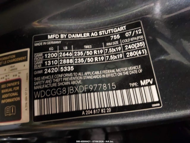 2013 Mercedes-benz Glk 350 4matic მანქანა იყიდება აუქციონზე, vin: WDCGG8JBXDF977815, აუქციონის ნომერი: 45580421