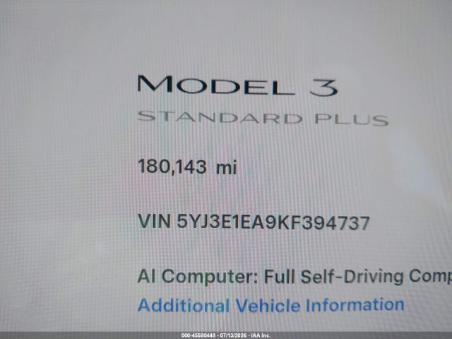 Tesla Model 3 Long Range/mid Range/standard Range/standard Range Plus 2019 5YJ3E1EA9KF394737 Image 7