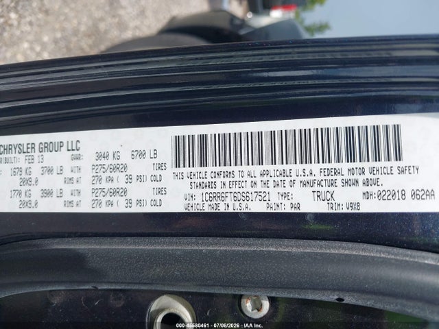 2013 Ram 1500 Express მანქანა იყიდება აუქციონზე, vin: 1C6RR6FT6DS617521, აუქციონის ნომერი: 45580461