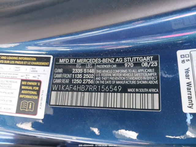 45580469 :رقم المزاد ، W1KAF4HB7RR156549 vin ، 2024 Mercedes-benz C 300 مزاد بيع