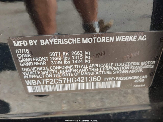 Продаж на аукціоні авто 2017 Bmw Alpina B7 Xdrive, vin: WBA7F2C57HG421360, номер лоту: 45580472