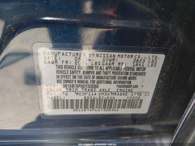 Nissan SENTRA S 2016 3N1AB7AP6GY328366 Image 9