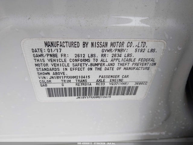 JN1BY1PRXHM210415 Infiniti Q70l 3.7x