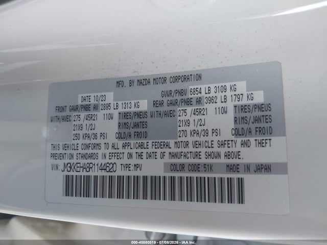 JM3KKEHA8R1144620 Mazda Cx-90 Phev Premium Plus