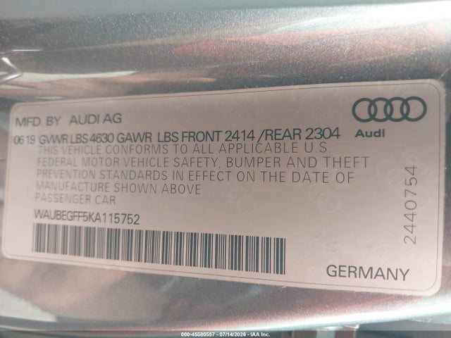 WAUBEGFF5KA115752 Audi A3 45 Premium