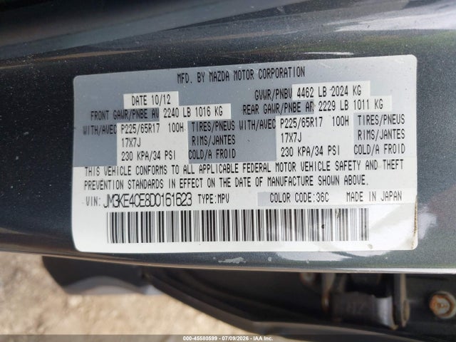 2013 Mazda Cx-5 Touring მანქანა იყიდება აუქციონზე, vin: JM3KE4CE8D0161623, აუქციონის ნომერი: 45580599
