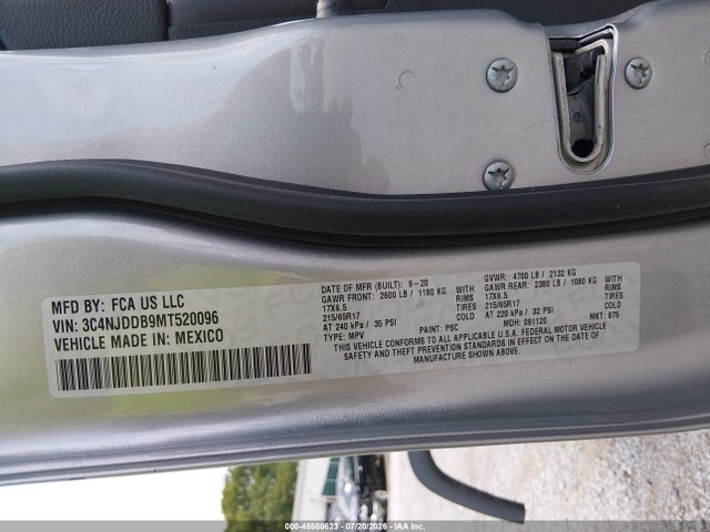 2021 Jeep Compass Trailhawk 4x4 მანქანა იყიდება აუქციონზე, vin: 3C4NJDDB9MT520096, აუქციონის ნომერი: 45580623