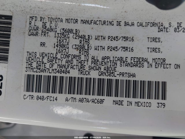 3TMCZ5AN7LM340404 Toyota Tacoma Sr5 V6