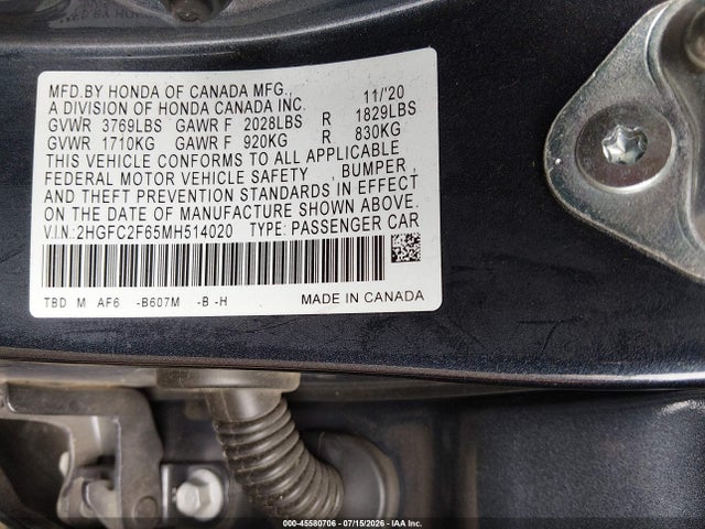 Honda Civic Lx 2021 2HGFC2F65MH514020 Image 9