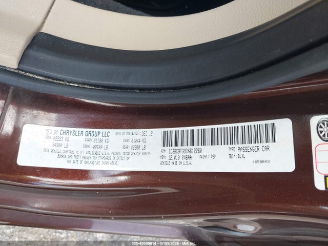 Aukcja sprzedaży 2013 Chrysler 200 Limited, vin: 1C3BCBFG9DN612260, numer aukcji: 45580814