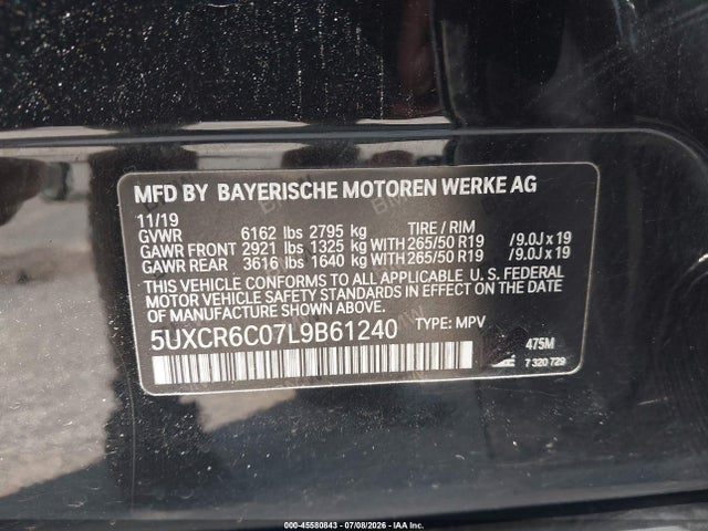 Продажа на аукционе авто 2020 Bmw X5 Xdrive40i, vin: 5UXCR6C07L9B61240, номер лота: 45580843