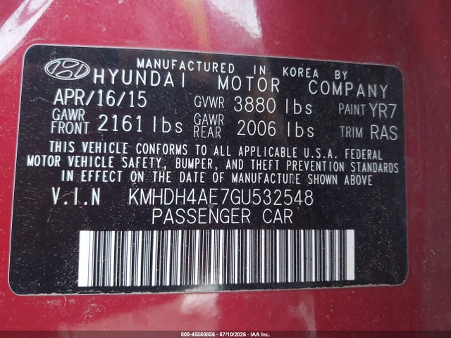 Hyundai ELANTRA SE 2016 KMHDH4AE7GU532548 Image 9