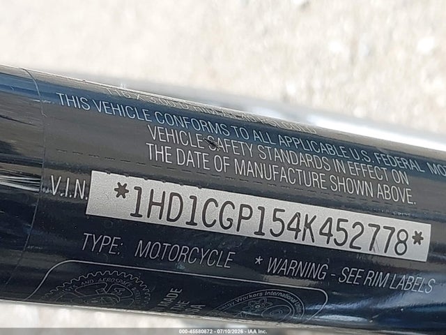 45580872 :رقم المزاد ، 1HD1CGP154K452778 vin ، 2004 Harley-davidson Xl1200 C مزاد بيع