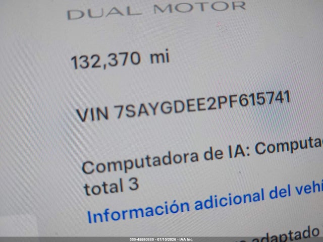 Продаж на аукціоні авто 2023 Tesla Model Y Awd/long Range Dual Motor All-wheel Drive, vin: 7SAYGDEE2PF615741, номер лоту: 45580880