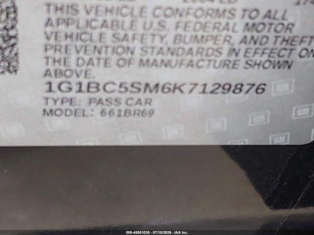 Chevrolet CRUZE LS 2019 1G1BC5SM6K7129876 Image 9