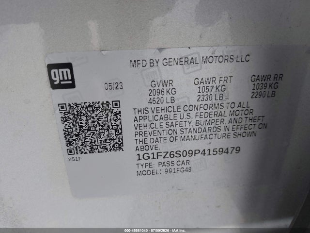 45581040 :رقم المزاد ، 1G1FZ6S09P4159479 vin ، 2023 Chevrolet Bolt Euv Fwd Premier مزاد بيع