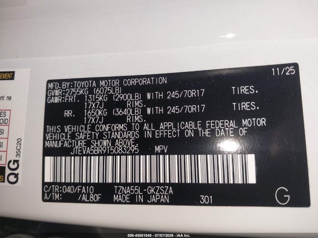 Toyota 4RUNNER SR5 2026 JTEVA5BR9T5083295 Image 9
