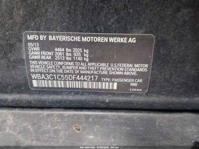 45581056 :رقم المزاد ، WBA3C1C55DF444217 vin ، 2013 Bmw 328i مزاد بيع
