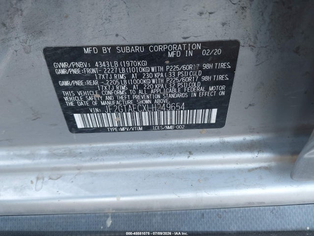 JF2GTAECXLH249654 Subaru Crosstrek Premium