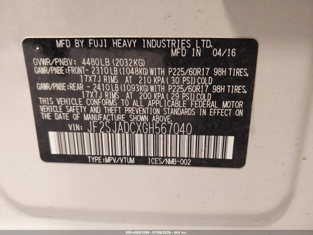 Subaru Forester 2.5i Premium 2016 JF2SJADCXGH567040 Image 9