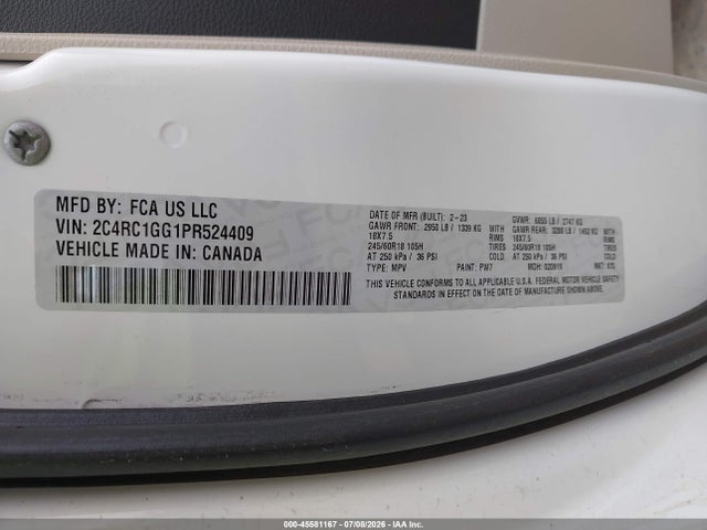 2C4RC1GG1PR524409 Chrysler Pacifica Limited