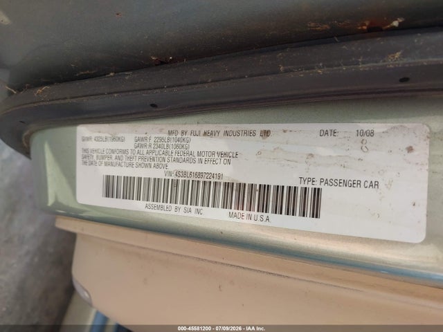 Продаж на аукціоні авто 2009 Subaru Legacy 2.5i, vin: 4S3BL616897224191, номер лоту: 45581200
