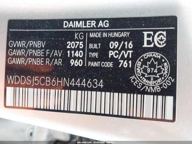 WDDSJ5CB6HN444634 Mercedes-Benz Amg Cla 45 4matic