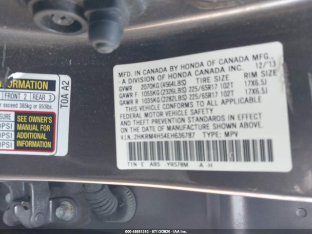 Honda CR-V EX 2014 2HKRM4H54EH636787 Image 9