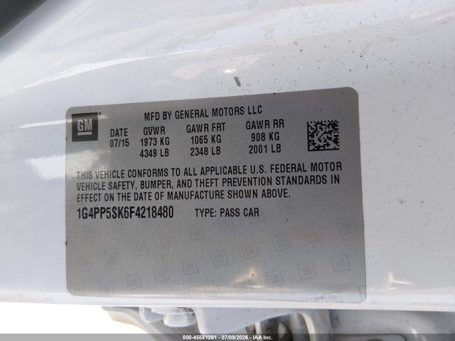 Buick Verano 2015 1G4PP5SK6F4218480 Image 9