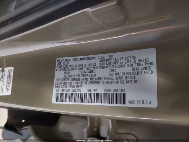 45581282 :رقم المزاد ، 7MMVABXY1SN323912 vin ، 2025 Mazda Cx-50 2.5 Turbo Meridian Edition مزاد بيع